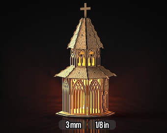 Gothic Church Tealight Holder SVG: Laser Cut Files (Digital Download)