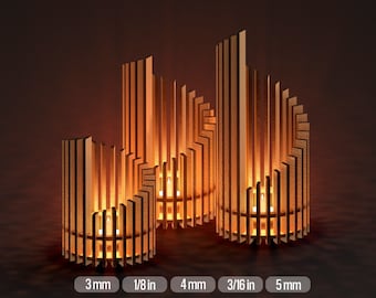 Support de bougie chauffe-plat circulaire SVG Set Candle Holder Téléchargement numérique Bundle Glowforge Fichier de découpe laser