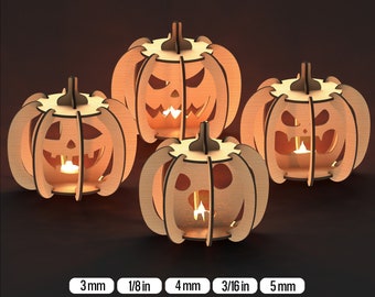 Halloween Pumpkin Tealight Holder Files for Laser Cutters