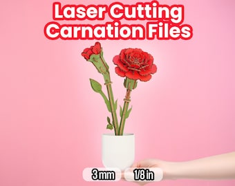 SVG Flower Carnation Laser Cutting File Digital Download 3D Bouquet for Laser Cutters