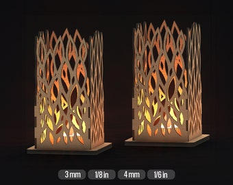 SVG Candle Tealight Holder Laser Cut Tree Leaf Tea Light Lantern Digital Download