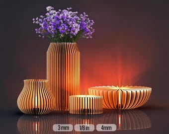 Laser Cut Vase & Tealight Holder SVG File Bundle (Digital Download)