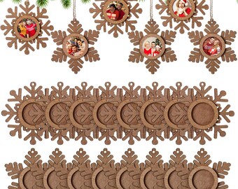 Snowflake Frame Christmas Ornament: Laser Cut Photo Frame SVG (Digital Download)