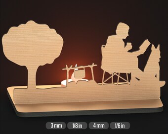 SVG Candle Holder Tea light Silhouette Shadow Camping Tealight Holder Digital Download