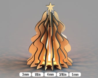 SVG Tree Tea Light Holder Christmas Digital Download Lasercut Files