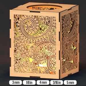 Porta-velas SVG, caixa quadrada, porta-velas decorativo, download digital
