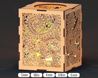 SVG Tealight Holder Square Box Decorative Candle Holder Digital Download