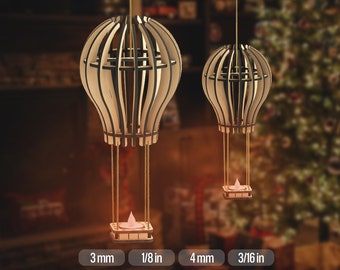 Air Balloon Tealight Holder SVG: Hanging Lantern Digital Download
