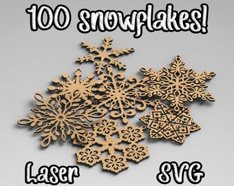 Christmas Snowflake SVG Bundle: Laser Cut Tree Ornaments (Digital Download)