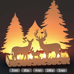 SVG Cut File Deer Family Tealight Holder Digital Download