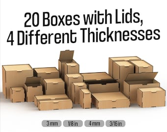 Flip Up Lid Box SVG Bundle: Laser Cut Storage Box Templates (Digital Download)