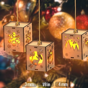 SVG バンドル ティーライト ホルダー ベクター ファイル 吊り下げボックス クリスマス ツリー オーナメント