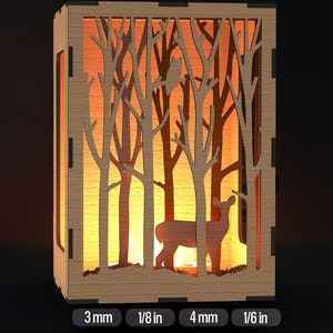 Woodland Deer Shadow Box SVG: Laser Cut Tea Light Holder (Digital Download)