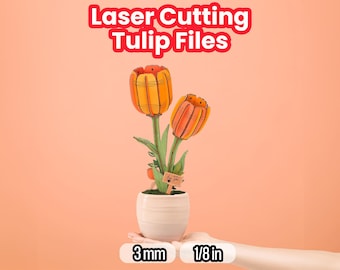 SVG Laser Tulip Flower Bouquet Laser Files for Flowers Digital Download