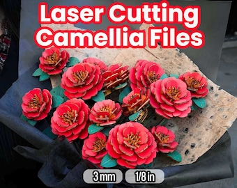Laser Cut Camellia Flower SVG Files for Plants Lasercutting Flower File