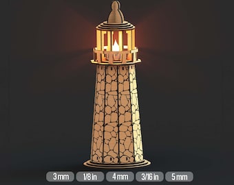SVG Tealight Candle Holder for Laser Cutters LightHouse Lantern File Bundle