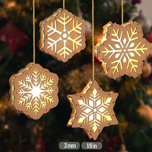 Arquivo SVG de luzes de floco de neve para corte a laser de luzes suspensas para árvores de Natal
