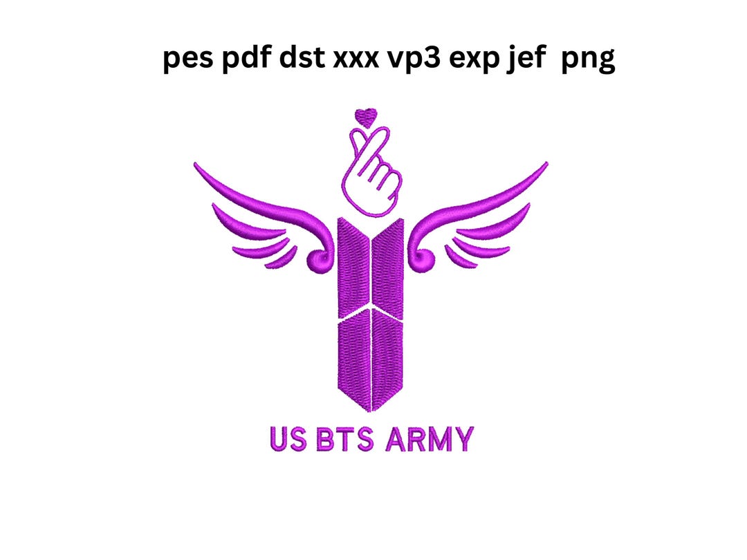 BTS Army Embroidery Design | Wings and Finger Heart Digital File ...
