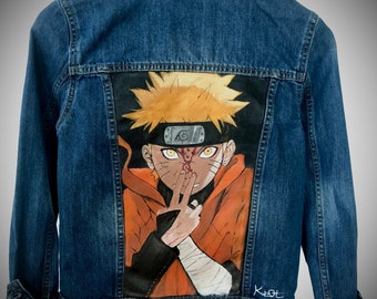 Veste Jean enfant personnalisée "Naruto" peinte à la main , pièce unique