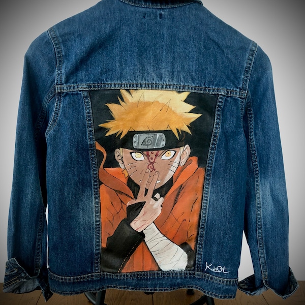 Veste Jean enfant personnalisée "Naruto" peinte à la main , pièce unique