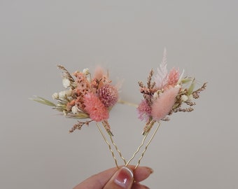 Blush Dried flower hair pin ,Bridal Hair pin, Rustic Boho Bridal hair piece, Bridal  wedding hair accessories