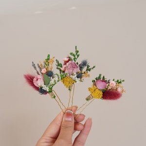 Dried flowers hair pin,Bridal hair pin, Rustic Boho Bridal hair piece, Bridal wedding hair accessories