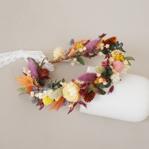 Boho Bride Crown, Eucalyptus+Daisy Crown,Dried Flowers Crown,Bridal Crowns,Wedding Crown