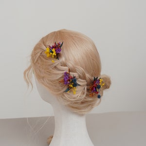 Dried flowers hair pin,Bridal hair pin,Rustic boho bridal hair piece,Small hair clips floral