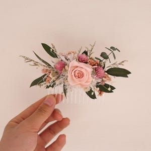 Dried Flower Hair Comb,Boho wedding hair Accessories,Eucalyptus+Rose Dry Flower Hair Comb,Natural Dried Flower Mixed Bridal Hair Accessories