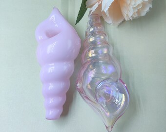 Pink Conch Glass Pipe, Electroplated Color-Changing Glass Shell,Cute Small Pipe, Conch Tobacco Pipe, Novelty Glass Spoon Pipe,Gift for Her