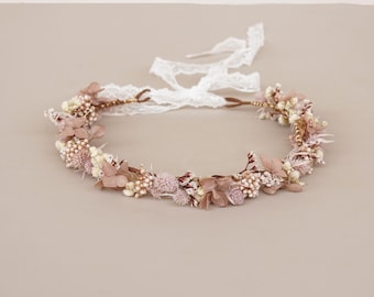 Getrocknete Blumen Krone, Brautkronen, Hochzeitskrone, Boho Braut Krone