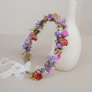 Corona di fiori secchi, corone nuziali, corona nuziale, corona da damigella d'onore, corona per neonati, corona da sposa boho