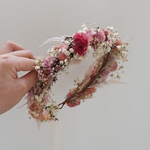 Natural Flowers Girl Floral Crown, Dried Flowers Crown, Bride Crowns, Wedding Crown,Boho Wedding Head Wreath,Flower Headpiece Girls
