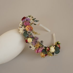 Dried Flower Crown,Wildflowers Dried Crown,Dried Rose Flower Crown