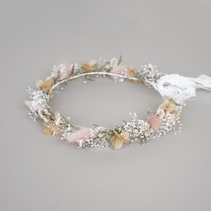 Getrocknete Blumen Krone, Schleierkraut Krone, Brautkronen, Hochzeitskrone, Boho Braut Krone
