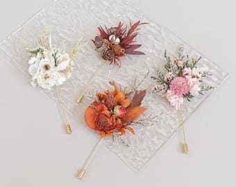 Dried Flower Wedding Brooch,Groomsmen Floral Brooch,Flower Boutonniere,Wedding Lapel Pin