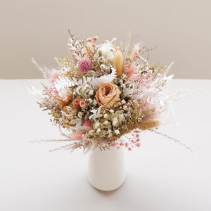 Rose + Baby's Breath Dried Flower Bridal Bouquet,dried Flowers Bouquet ...