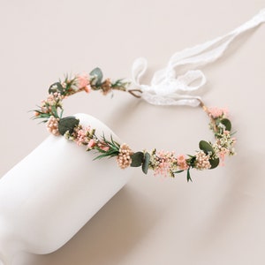 Baby&#39;s Breath+Eucalyptus Breath Crown, Dried Flowers Crown, Bride Crowns, Wedding Crown, Pink  Eucalyptus Crown, Boho Bride Crown