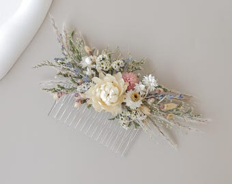 Haardecoratie met gedroogde madeliefjes,haaraccessoire met gedroogde bloemen,Boho-haaraccessoires bruiloft,natuurlijke gemengde bruidshaaraccessoires met gedroogde bloemen,