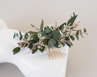 Boho wedding Hair Accessories,Eucalyptus Dry Flower Hair Comb,Natural Dried Flower Mixed Bridal Hair Accessories