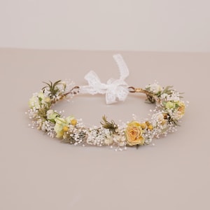 Boho Bride Crown,Baby&#39;s Breath Crown,Dried Flowers Crown,Bridal Crowns,Wedding Crown,Flower girl Crown