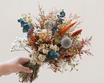 Getrocknete Blumen-Brautstrauß, getrocknete Blumen-Blumenstrauß für Hochzeit, Blumenstrauß, Boho-Hochzeits-Trockenblumen
