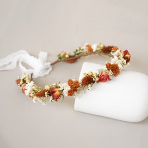 Baby&#39;s Breath+Rose Crown,Dried Flowers Crown,Bridal Crowns,Wedding Crown,Boho Bride Crown