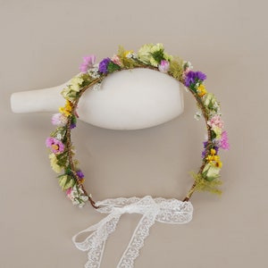 Dried Flower Crown/ Boho Wedding, Flower Girl, Newborn