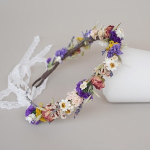 Boho Bride Crown,Rose Crown,Dried Flowers Crown,Bridal Crowns,Wedding Crown, Boho Bride Crown,Dried Flower Hair Accessory