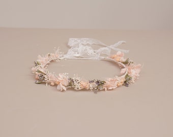 Baby's Breath Crown,Dried Flowers Crown,Bridal Crowns,Wedding Crown,Boho Bride Crown,Pale pink crown