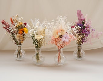 Mini Dried Flower Bouquet/ Holiday Table Centerpiece with Vase