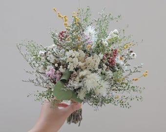 Getrocknete Blumen-Brautstrauß, getrocknete Blumen-Blumenstrauß für Hochzeit, Blumenstrauß, Boho-Hochzeits-Trockenblumen