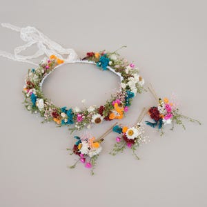 Dried Flower Wedding Crown/ Boho Bridal Head Wreath