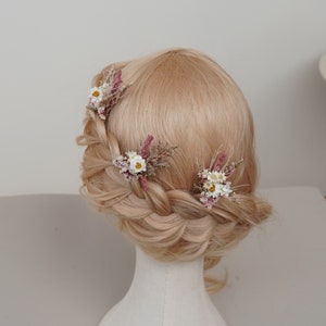 Dried flowers hair pin,Bridal Hair pin，Rustic Boho Bridal hair piece